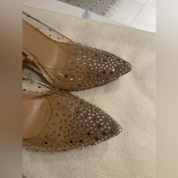 NEW -Thalia Nude Clear Heels with rhinestones! - Picture 2 of 10